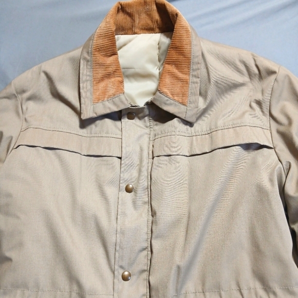 Vintage Mens XL Chore Coat Barn Jacket Khaki Tan Military Field Work Outdoor Ski - Picture 2 of 12
